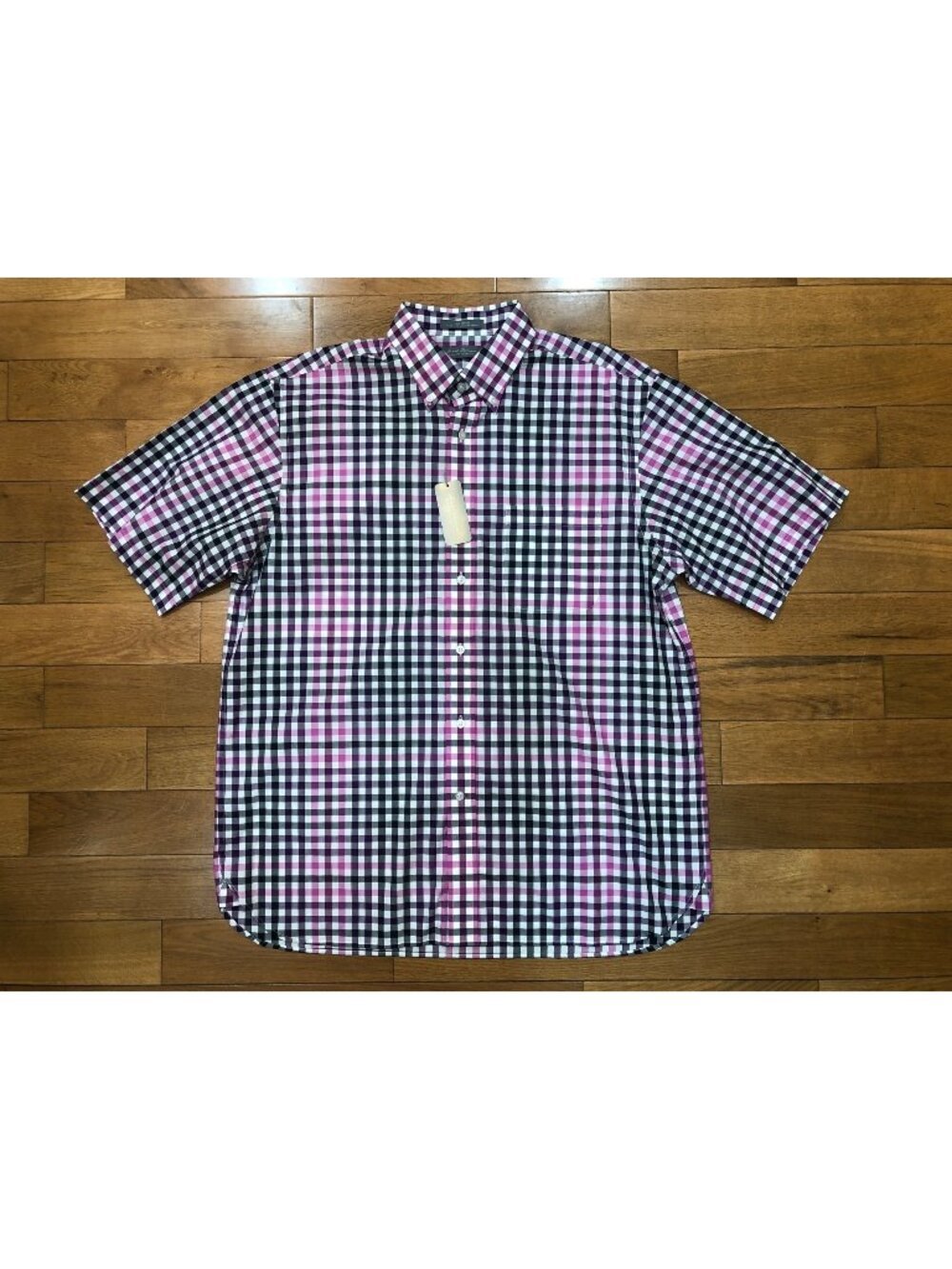 NWT Daniel Cremieux Signature Col Cotton Button Front Purple Gingham Shirt Sz L